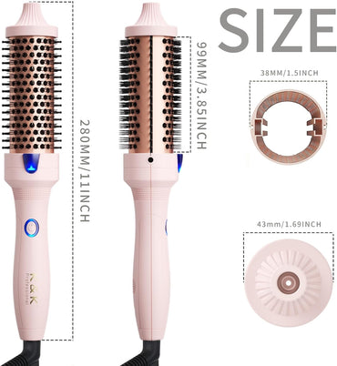 K&K 3,8 cm Keramik-Turmalin-Ionen-Lockenbürste Volumizer Anti-Frizz-Tech. Rosa