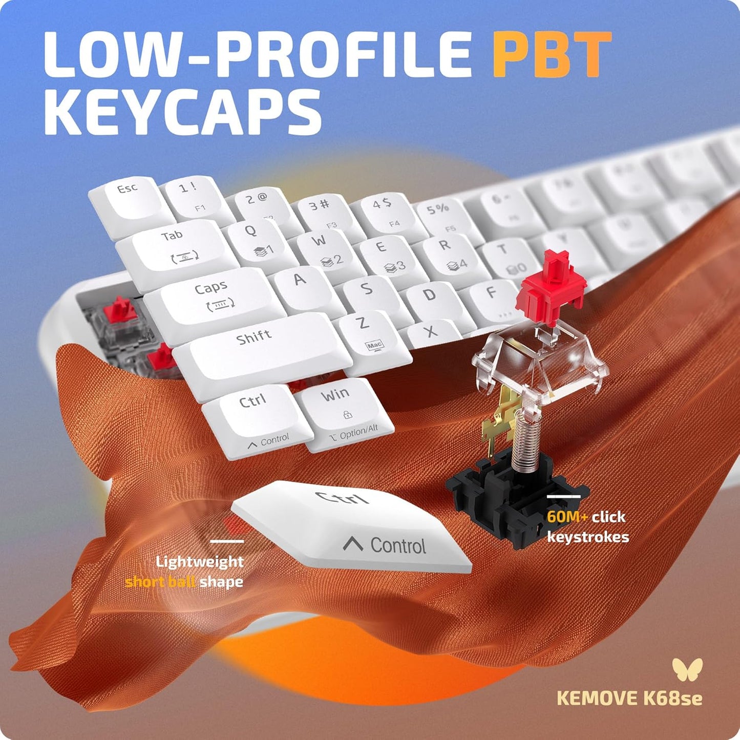KEMOVE K68se Gaming Mechanische Tastatur mit Red Linear Switch 68 Tasten Typ-C