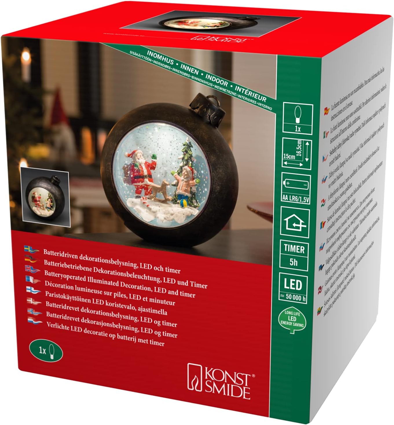Konstsmide LED Weihnachtskugel Weihnachtsmann Braun warmweiß