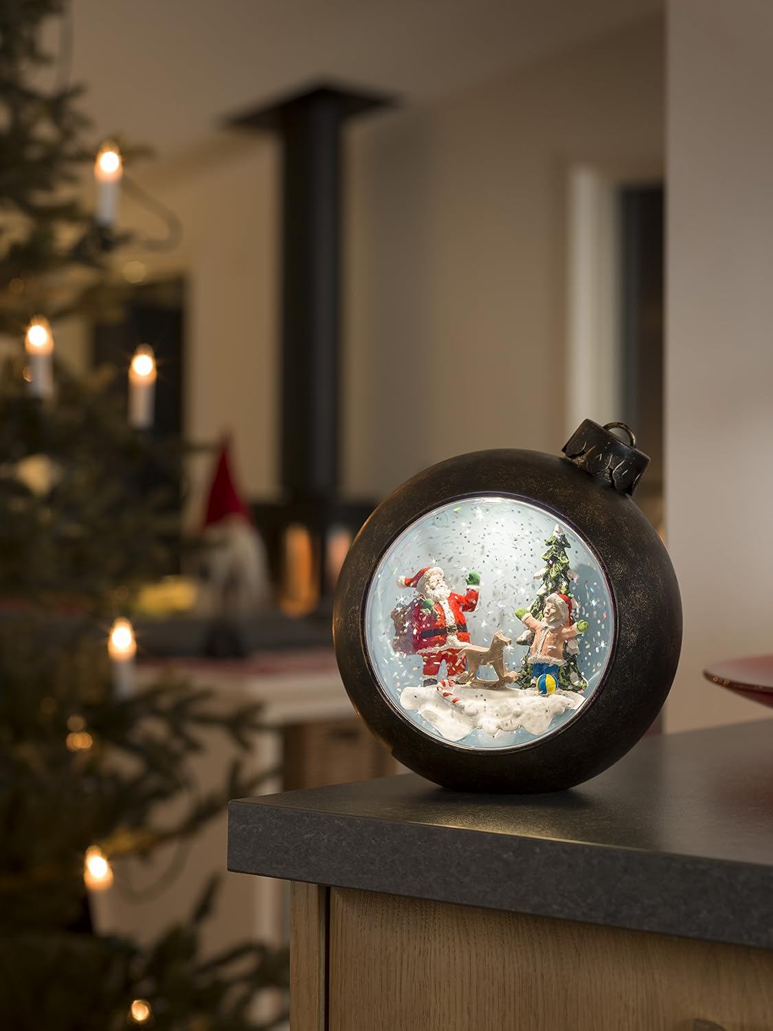 Konstsmide LED Weihnachtskugel Weihnachtsmann Braun warmweiß