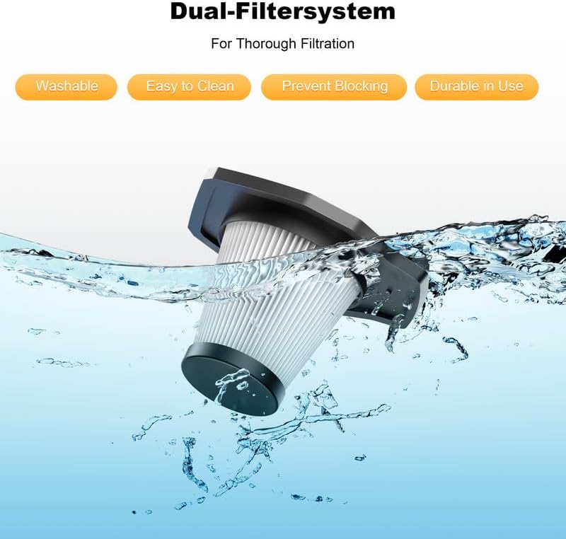 KITBEZN Handstaubsauger, Kabellos 12000PA USB Aufladbar Tragbar Leicht Mini Staubsauger, Nass und Trocken