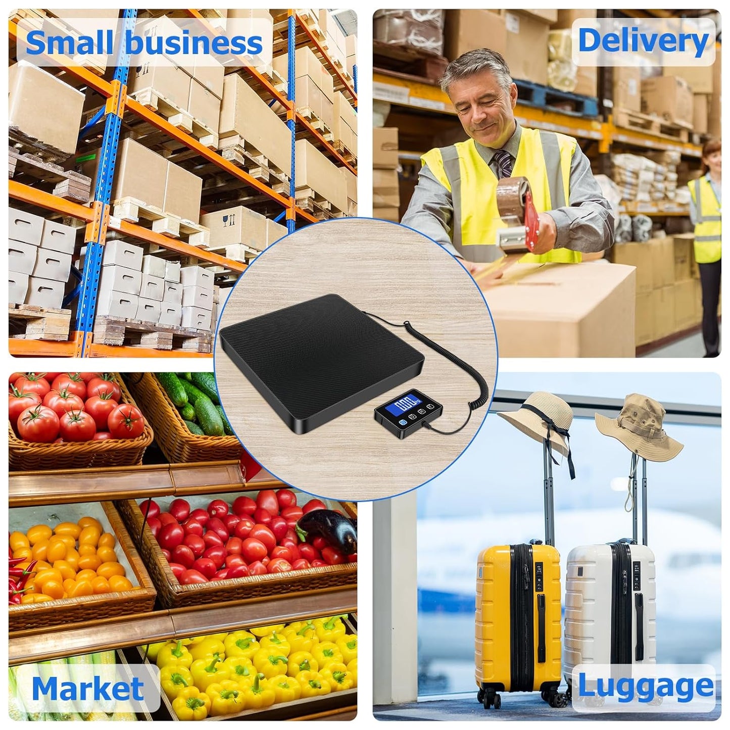 KUAIVO Postwaage P2H 200kg x 10g Hochpräzise LCD Display Paketwaage mit Halte und Tara Funktion