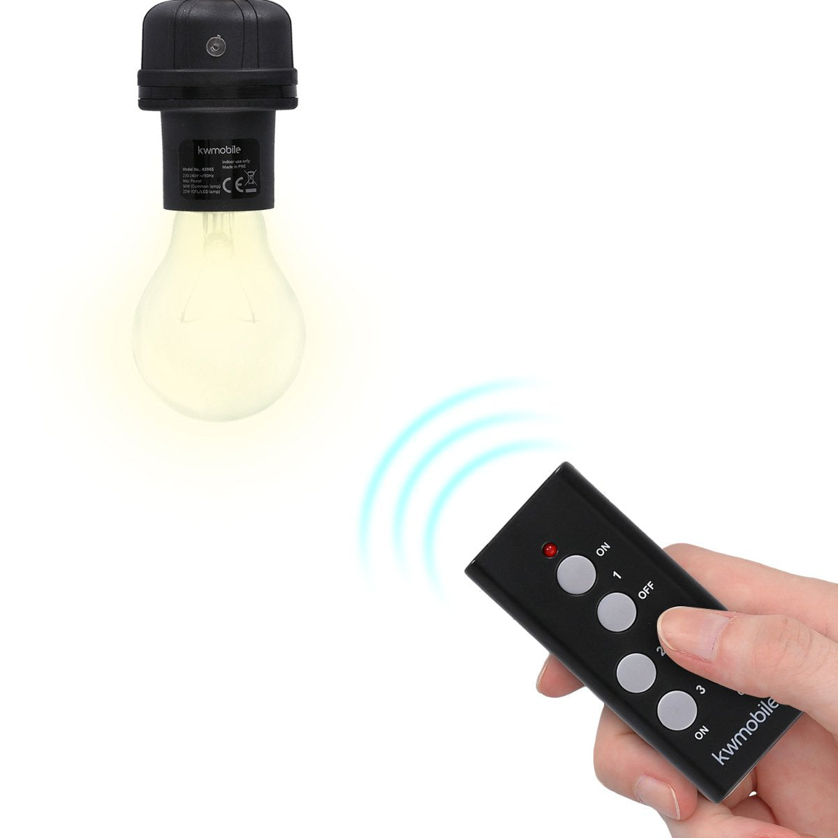 kwmobile 3x Funk Lampenfassung E27-30m Reichweite mit Fernbedienung