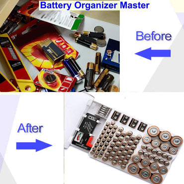 Kyrio Batterie Organizer Aufbewahrung mit herausnehmbarem Batterietester,hält 93 Batterien