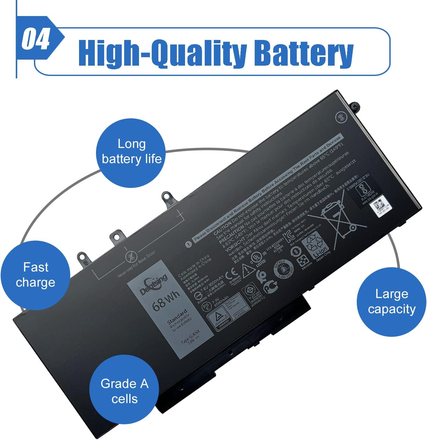 KYUER 68WH GJKNX 93FTF Laptop Akku für Dell Latitude 5280 5288...