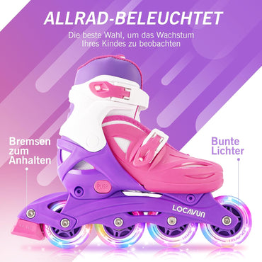 Locavun Inliner Kinder 4 Größen Verstellbare Inline Skates für Mädchen Medium(30-35EU)