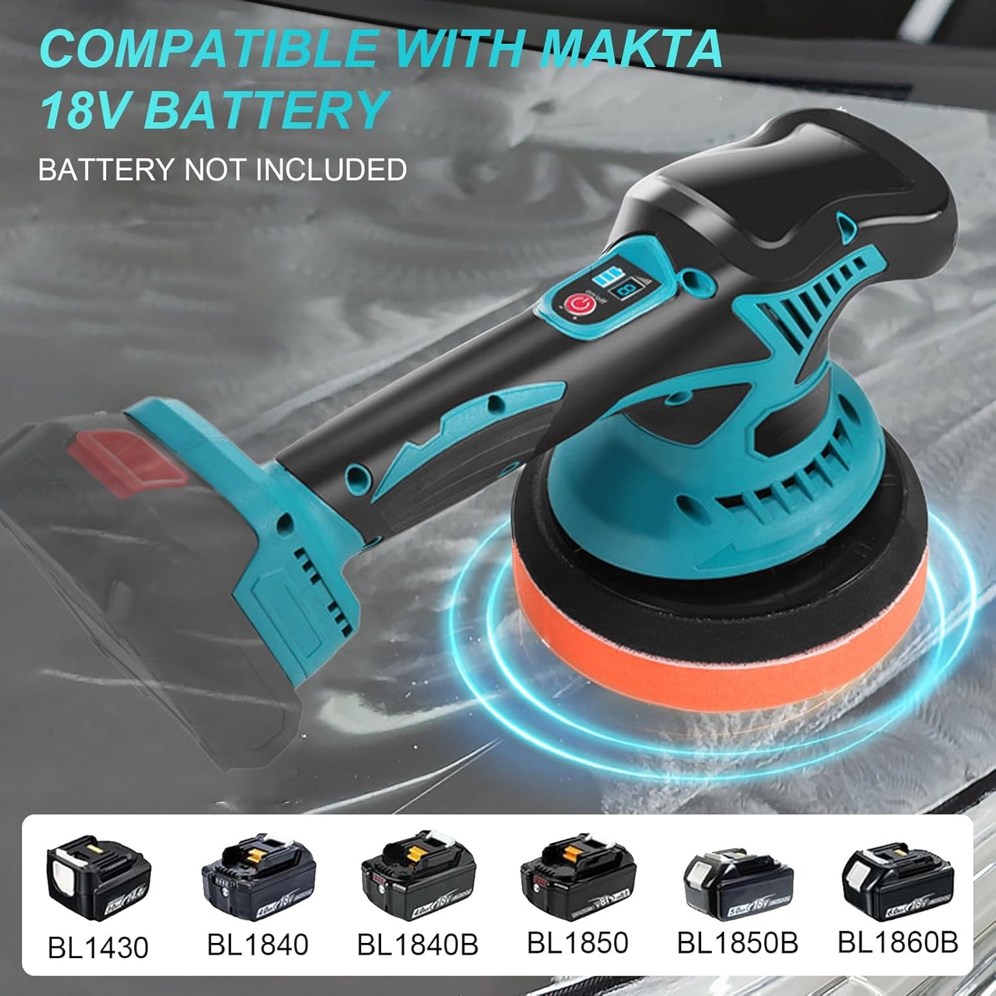 Akku Poliermaschine, 21V Exzenter Poliermaschine mit Makita 18V-21V Akkus 2800-7600 RPM (ohne Akku)