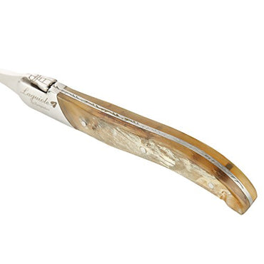 Laguiole by FlyingColors Menügabeln-Set aus Edelstahl, Horngriff, Coffret cadeau, 6 pièces