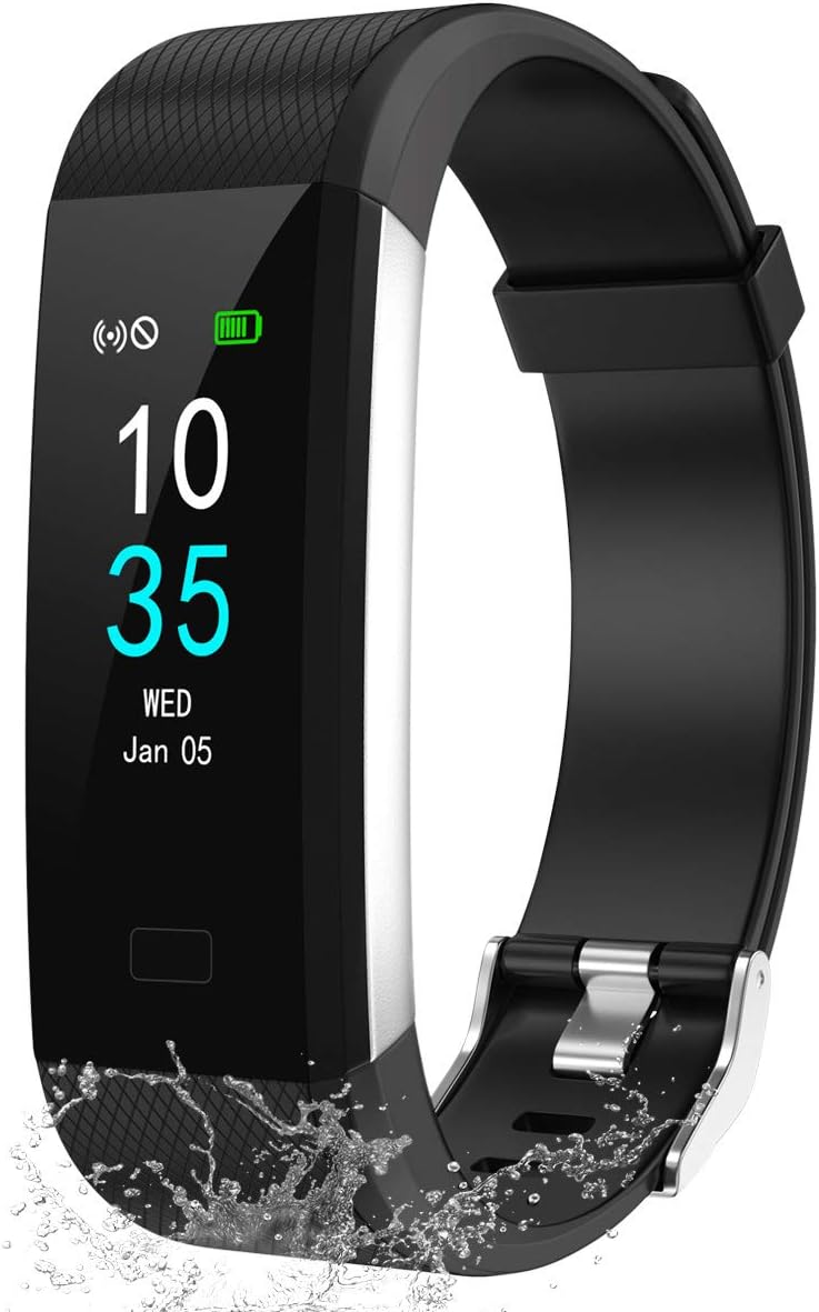 LEBEXY Fitness Armband Wasserdicht | Smartwatch Fitness Tracker Uhr mit Schrittzähler, S1-Version (Schwarz)