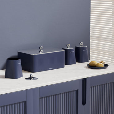 Lellaluka Brotkasten 4er Set, Zuckerdose, Mehl Aufbewahrung & Kaffeedose luftdicht, Brotbox