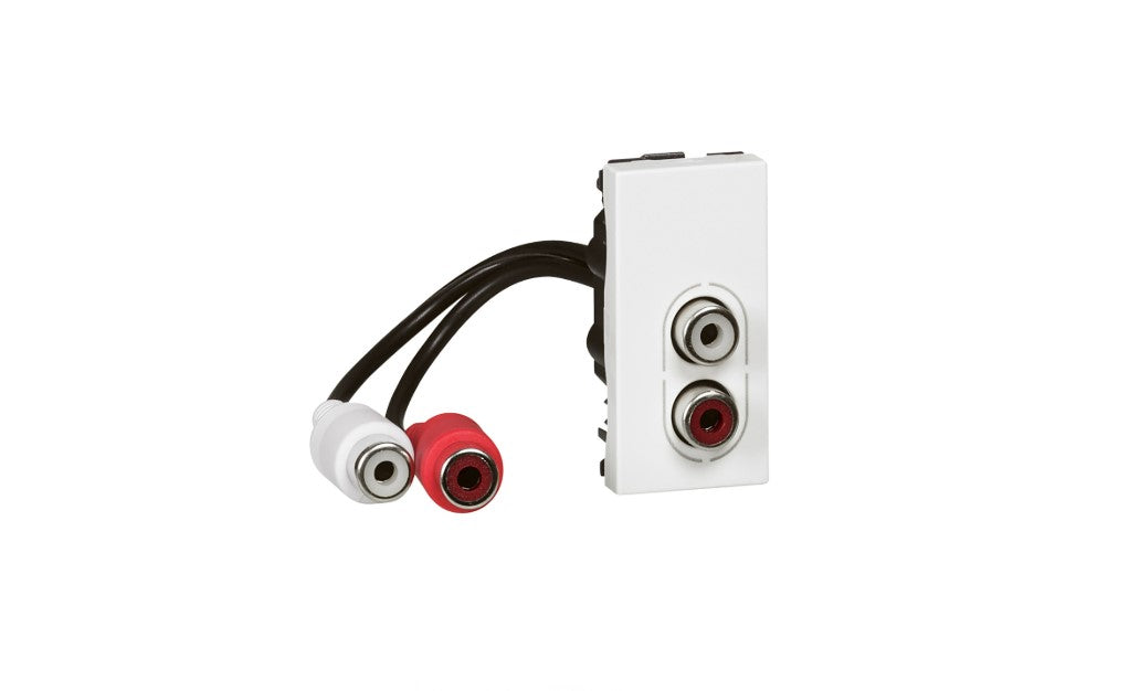 LEGRAND 078747 Mosaic 1-Modul, vorverdrahtet, 2 RCA-Buchsen für Stereo-Audioanschluss, weiß
