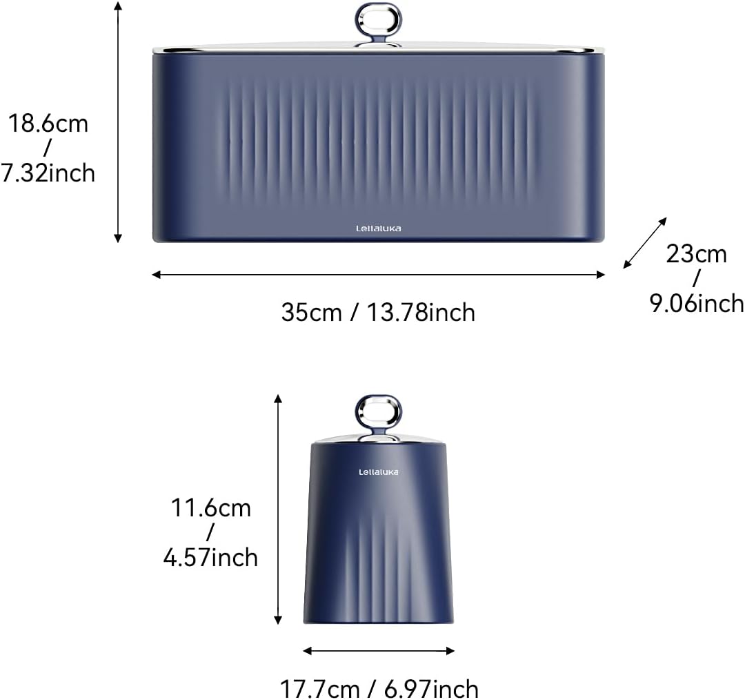 Lellaluka Brotkasten 4er Set, Zuckerdose, Mehl Aufbewahrung & Kaffeedose luftdicht, Brotbox