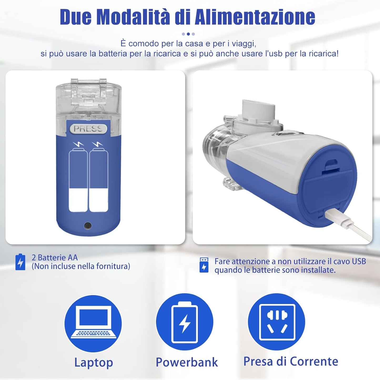 LIFOCI Inhaliergerät Tragbar mit Mundstück und 2 Maske USB