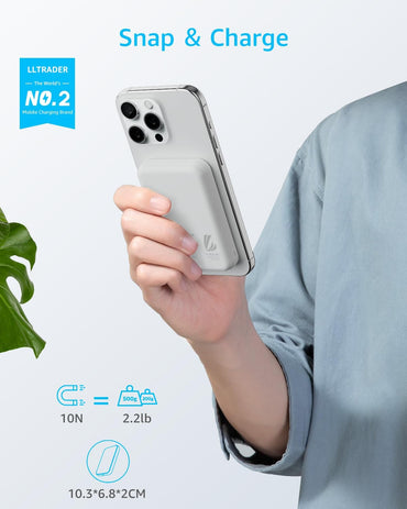 LL TRADER 006 Magnetisches powerbank, 10.000 mAh, für iPhone 12/13/14/15-Serie (weiß)
