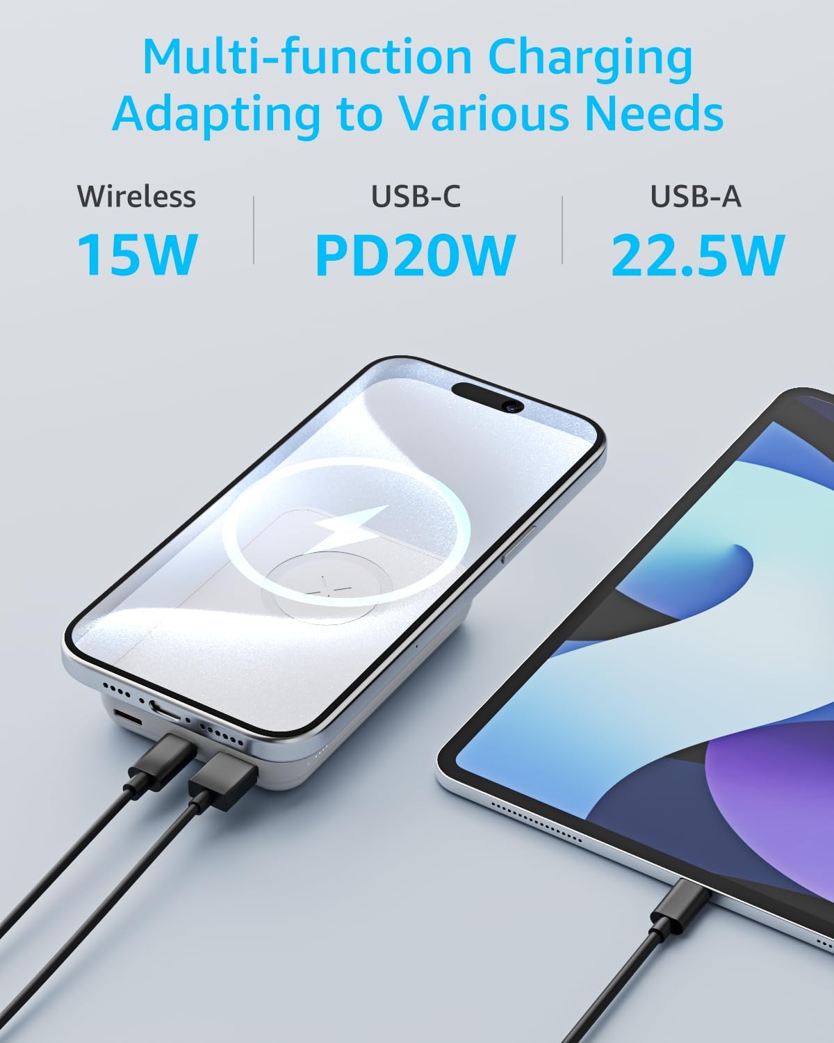 LL TRADER 006 Magnetisches powerbank, 10.000 mAh, für iPhone 12/13/14/15-Serie (weiß)