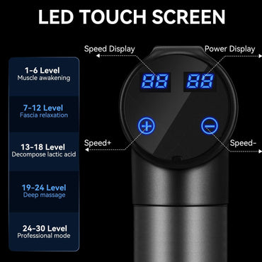 Massagepistole Massagegerät, Massage Gun mit 6 pistole und 30 Geschwindigkeiten LED Touchscreen,Schwarz