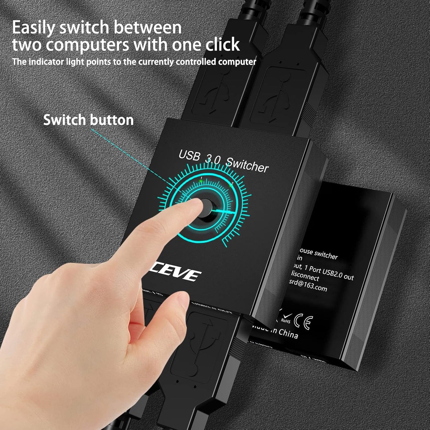MLEEDA USB 3.0-Switch, 2-in-2-Out-USB-Switcher für 2 Computer,