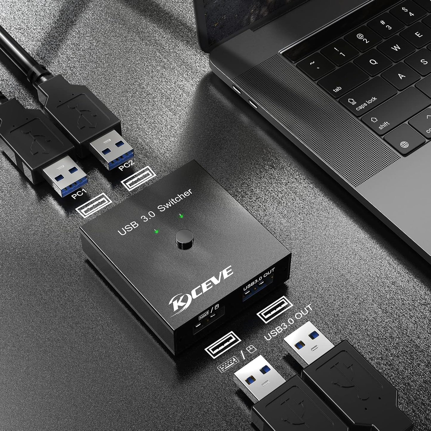 MLEEDA USB 3.0-Switch, 2-in-2-Out-USB-Switcher für 2 Computer,