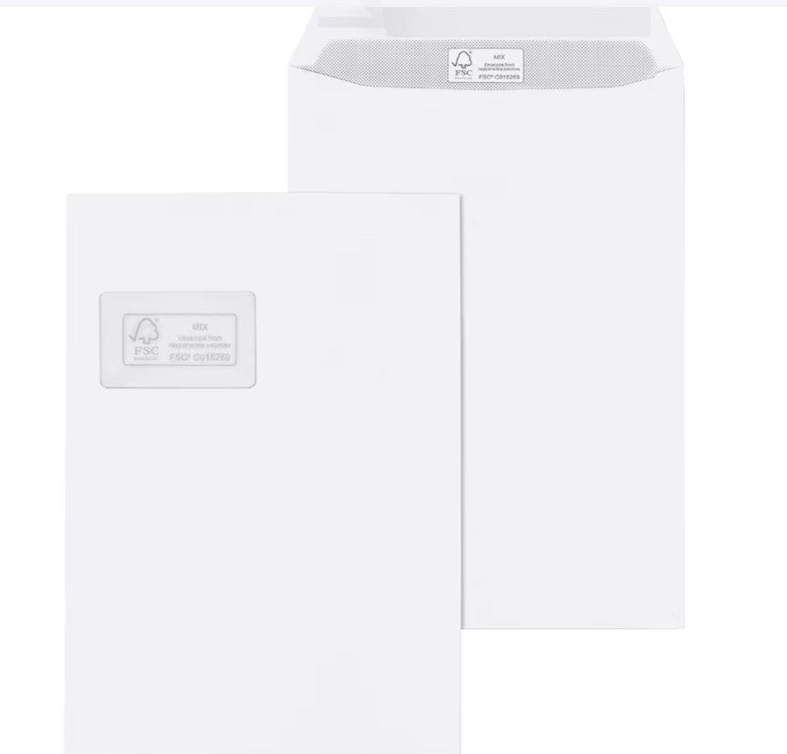 Mailmedia Briefumschläge, C4 100 g/m² mit Fenster, halbe Länge - 250 Stück