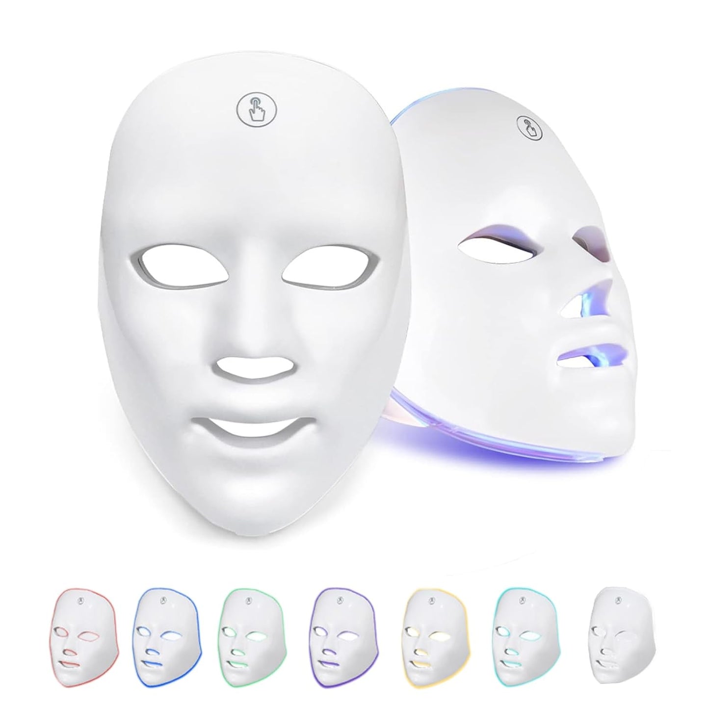 7 Farbe Led Maske, Led Gesichtsmaske, Photon Therapie Maske, Lichttherapie (Weiss)