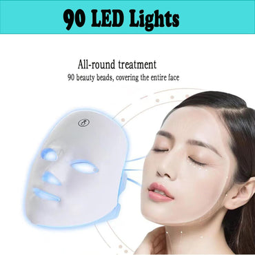 7 Farbe Led Maske, Led Gesichtsmaske, Photon Therapie Maske, Lichttherapie (Weiss)