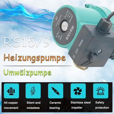 Umwälzpumpe | RS15/9 Heizungspumpe, 125W Zirkulationspumpe Warmwasser