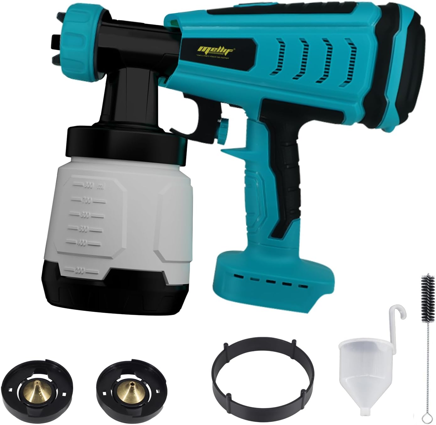 Mellif Akku Farbsprühsystem für Makita Akku 18V,(Ohne Akku) Förderleistung 1000 ml/min, 800 ml Behälter, mit 3 Düsen