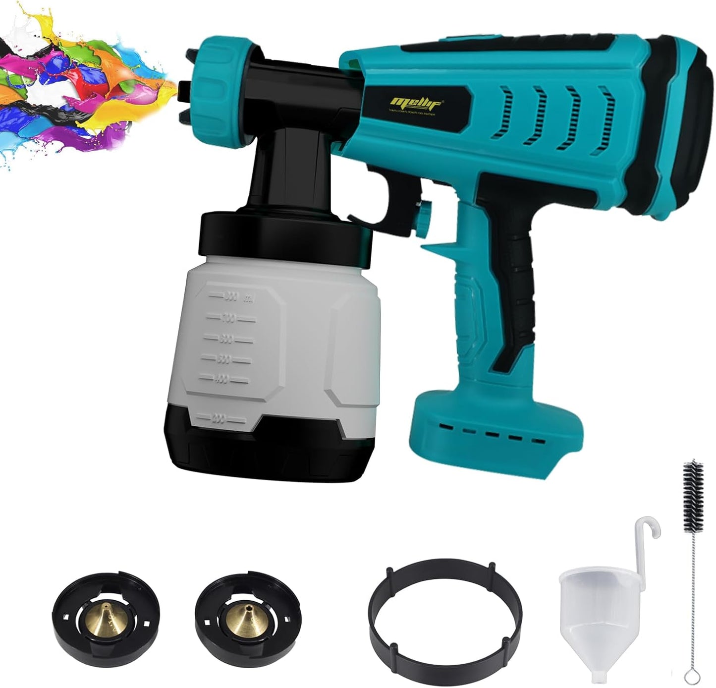 Mellif Akku Farbsprühsystem für Makita Akku 18V,(Ohne Akku) Förderleistung 1000 ml/min, 800 ml Behälter, mit 3 Düsen