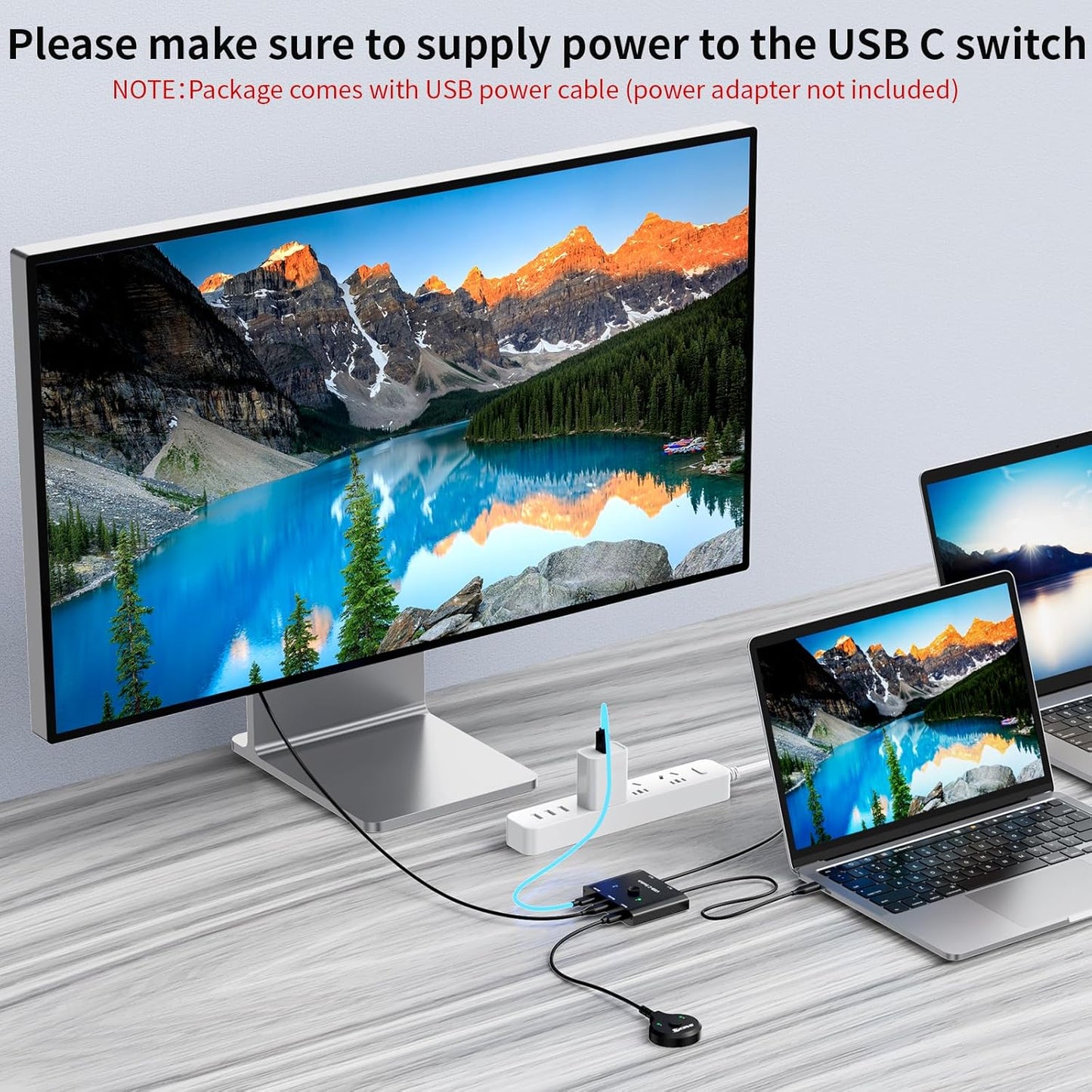 MLEEDA USB C Switch 2 PC 8K@60Hz 4K@120Hz,2 in 1 out USB-C Switch