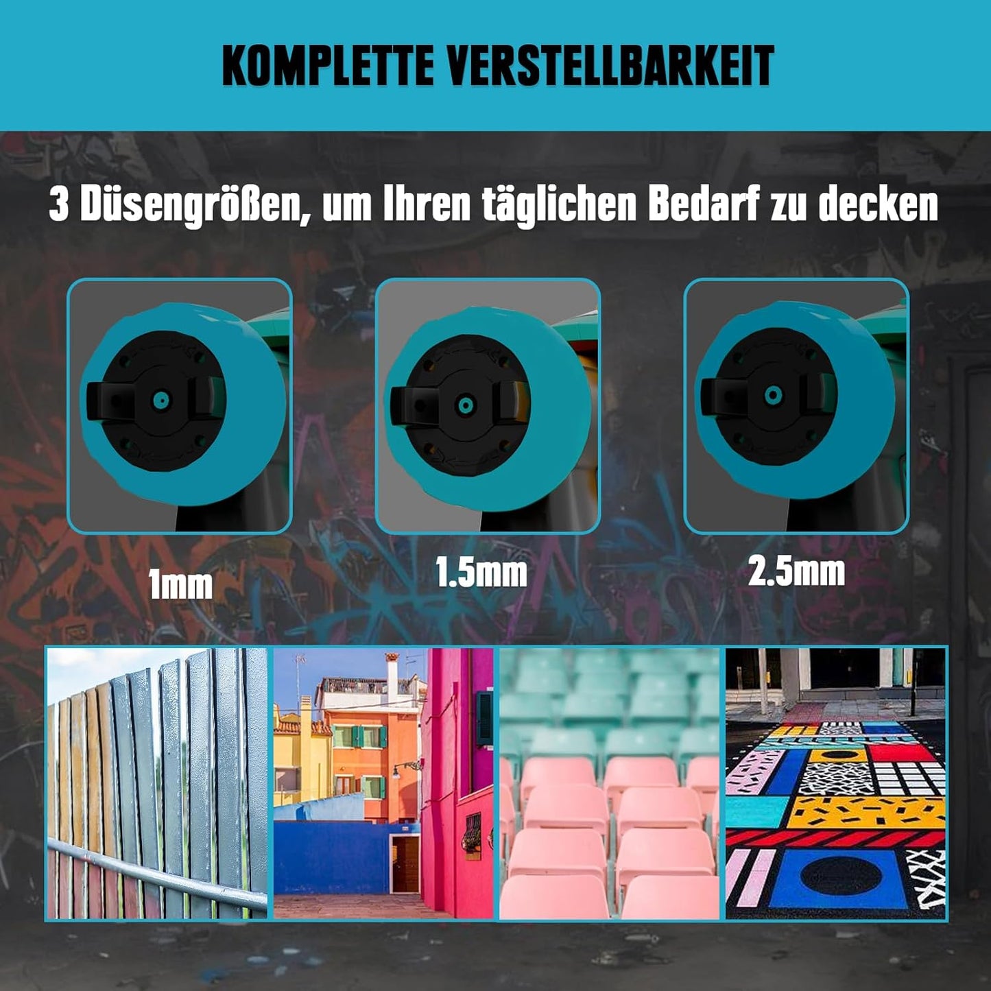 Mellif Akku Farbsprühsystem für Makita Akku 18V,(Ohne Akku) Förderleistung 1000 ml/min, 800 ml Behälter, mit 3 Düsen