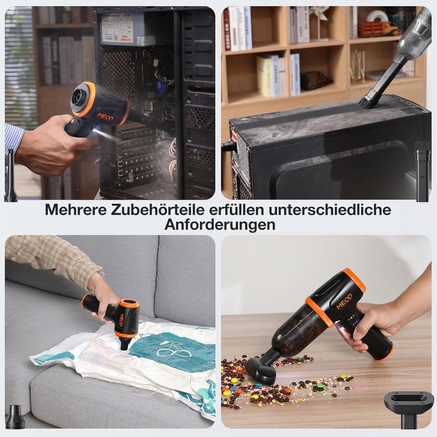 MECO ELEVERDE 4 in 1 Staubgebläse Druckluf, 3-Gang 110000U/ Air Duster, 16000pa Staubsauger