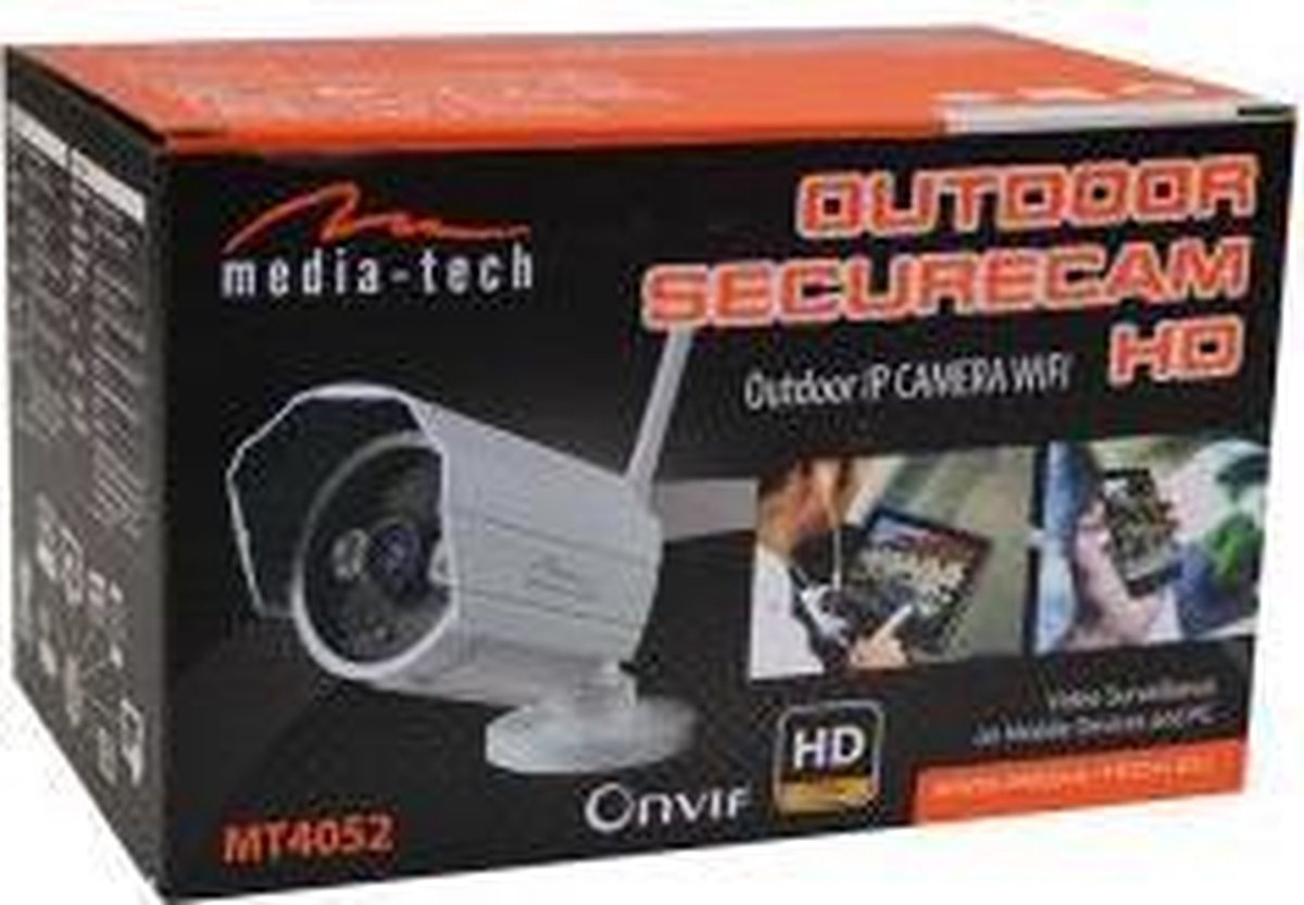 Media Tech MT4052 WLAN IP-Überwachungskamera, HD 720p, Outdoor, IR-Nachtsicht, Mobil- & PC-Steuerung,