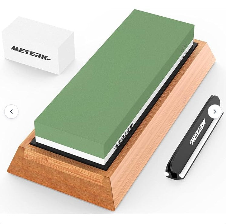 Meterk Messerschärfstein-Set 1000/6000, Doppelseitiger Schleifstein Messer Abziehstein Wetzstein