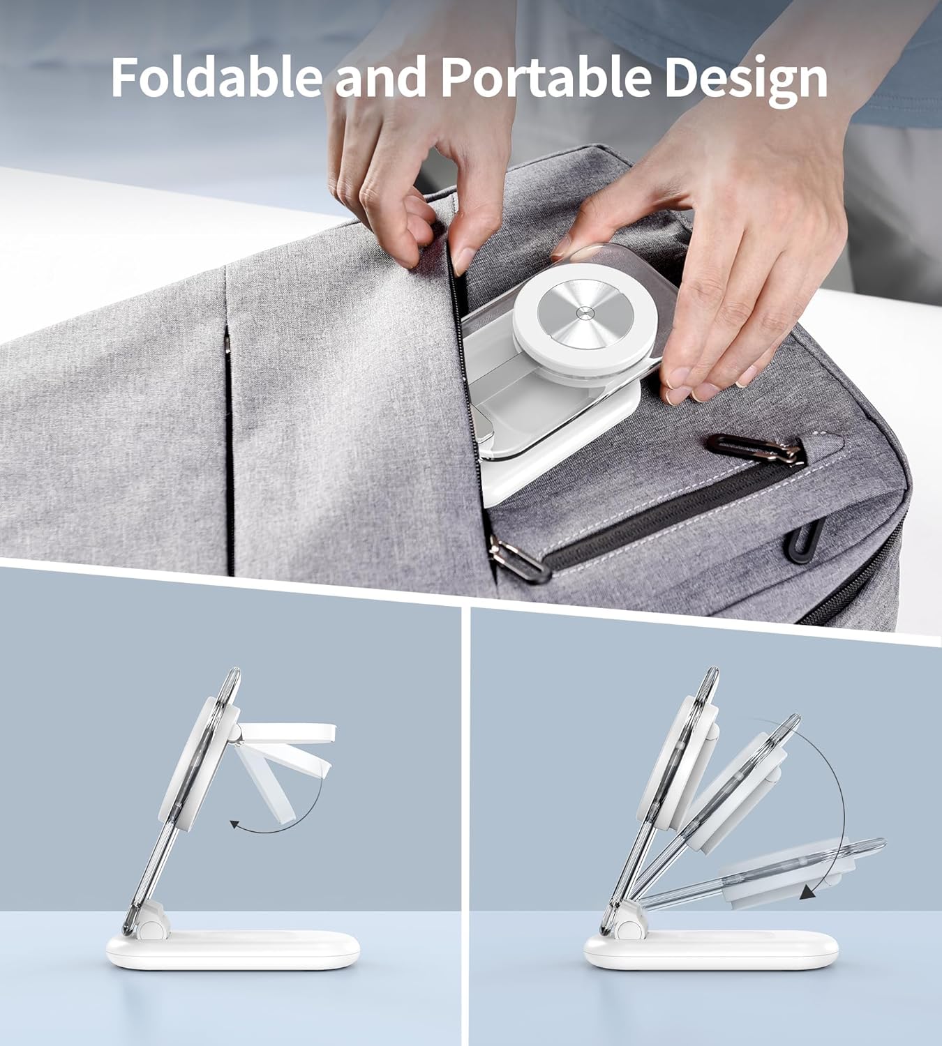 Mag Safe Ladestation, 3 in 1 Ladegerät,faltbar einstellbar Winkel mit Atmosphärenlicht,