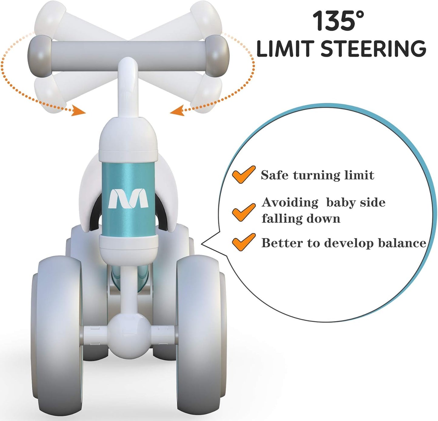 MHCYLION Kinder Laufrad Balance mit 4 Räder für 10-24 Monate Baby Grün