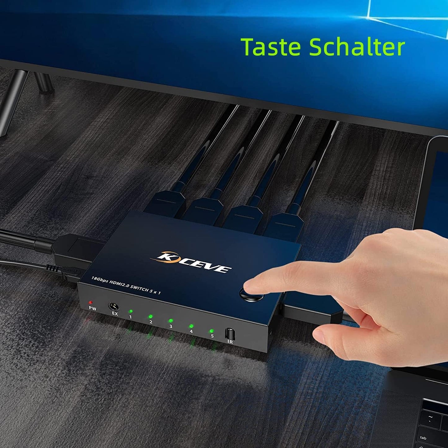 MLEEDA HDMI-Switch 4K 60Hz 5 in 1 Out, HDMI-Switch unterstützt 4K DR
