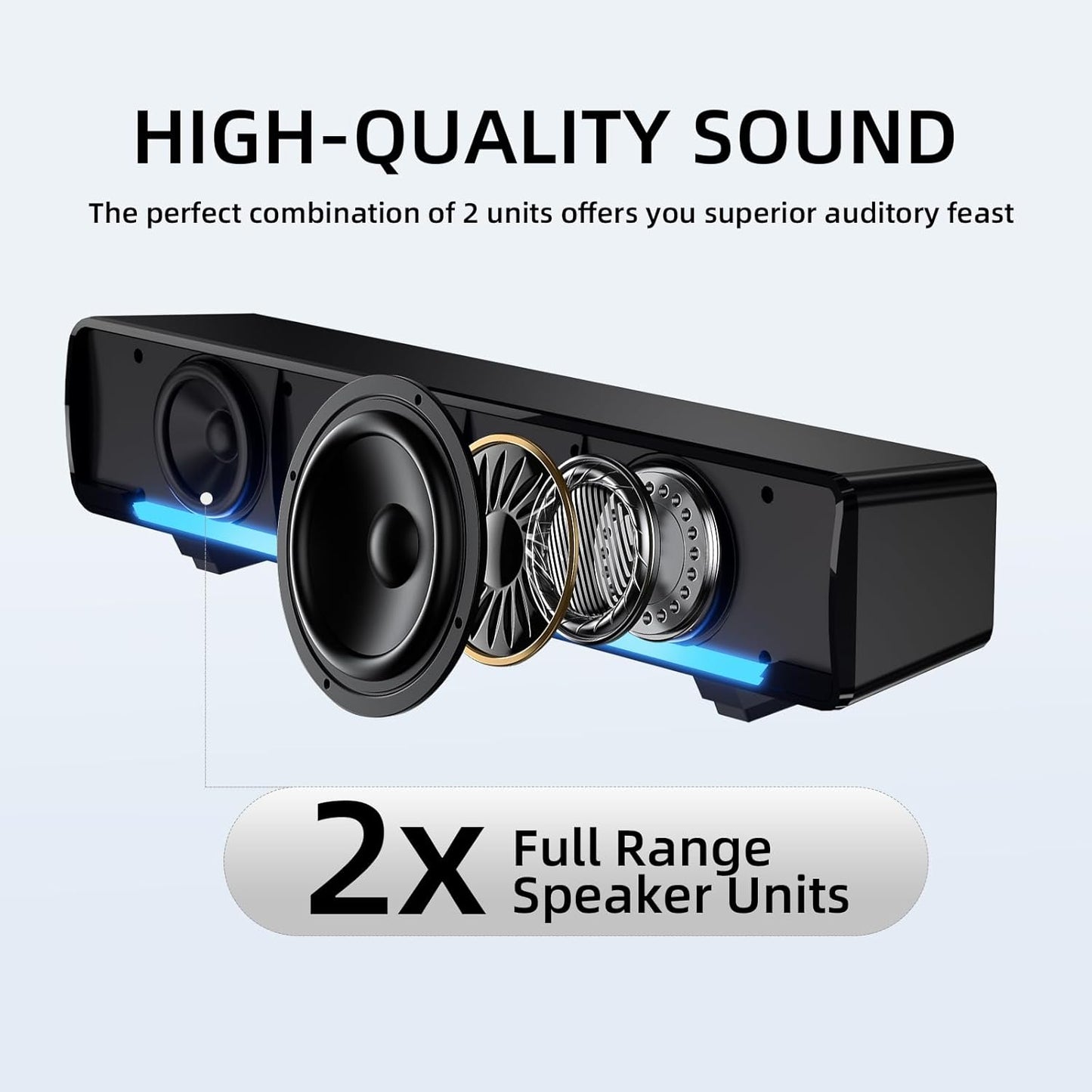 MARBOO PC-Lautsprecher Soundbar 6 W Spitzenleistung 3,5 mm AUX-Anschluss Für PC, Monitor, Laptop, Fernseher, Musik Schwarz