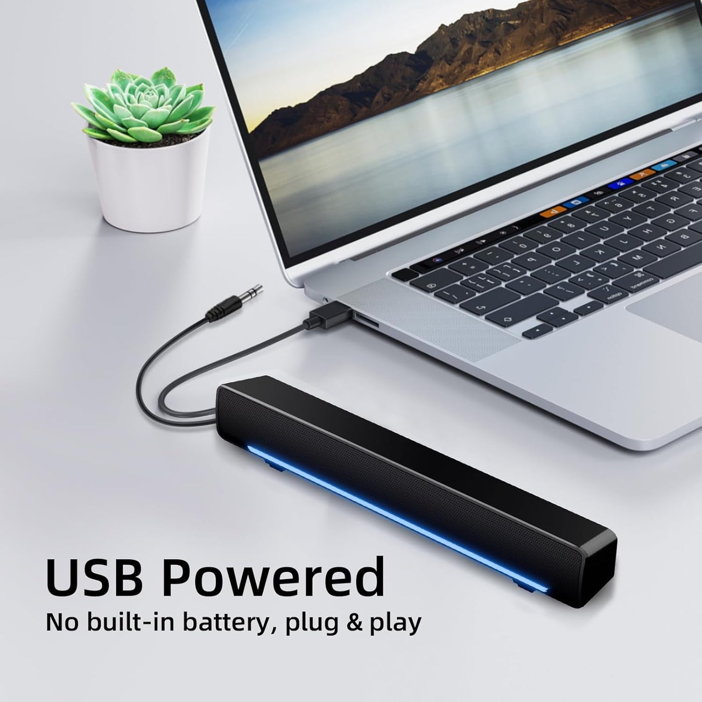 MARBOO PC-Lautsprecher Soundbar 6 W Spitzenleistung 3,5 mm AUX-Anschluss Für PC, Monitor, Laptop, Fernseher, Musik Schwarz