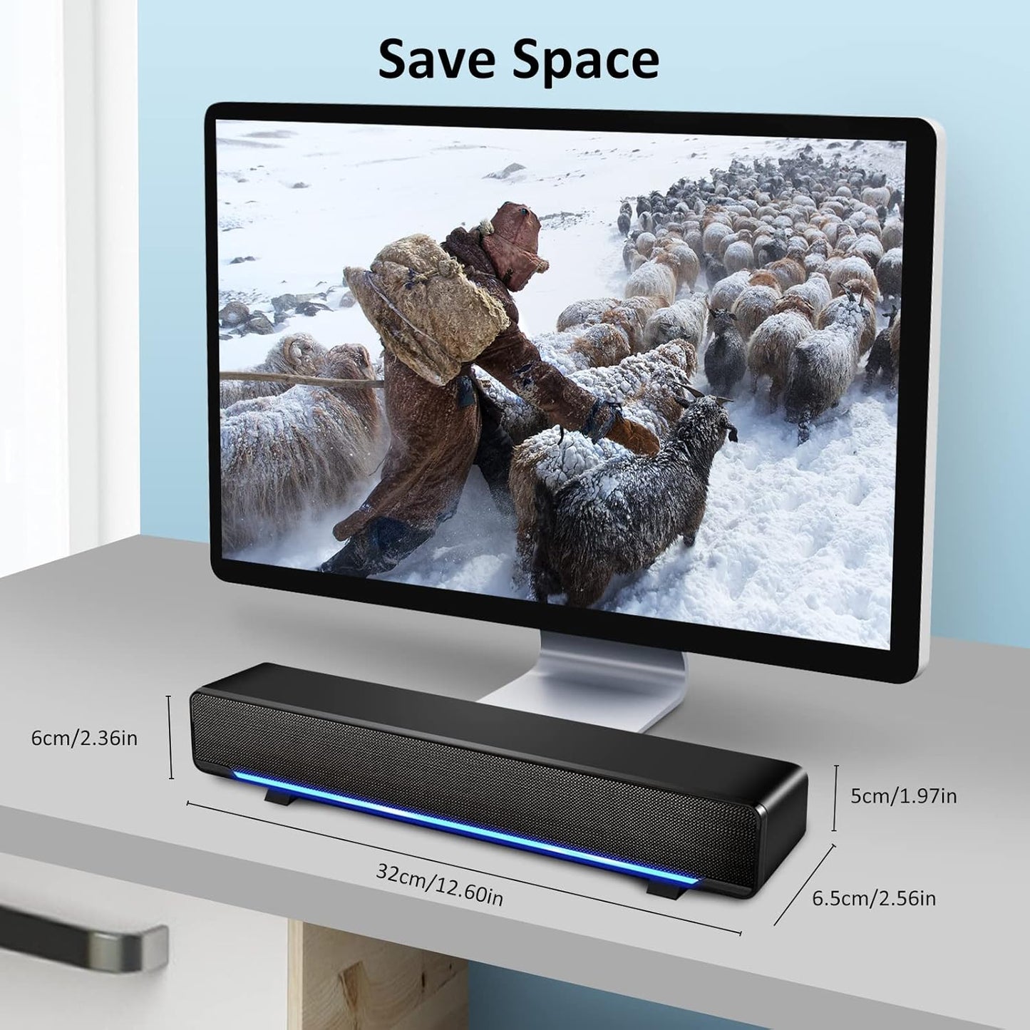 MARBOO PC-Lautsprecher Soundbar 6 W Spitzenleistung 3,5 mm AUX-Anschluss Für PC, Monitor, Laptop, Fernseher, Musik Schwarz