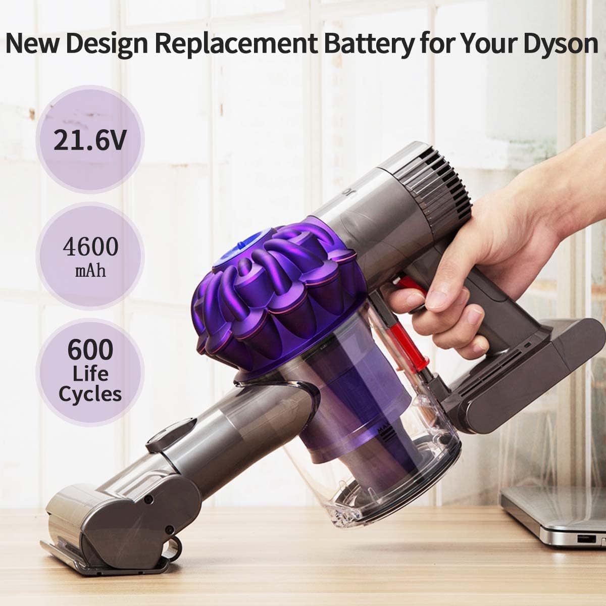 Morpilot 21.6V 3000mAh Batterij met 2 filters voor Dyson V6 V7 V8 DC62 serie