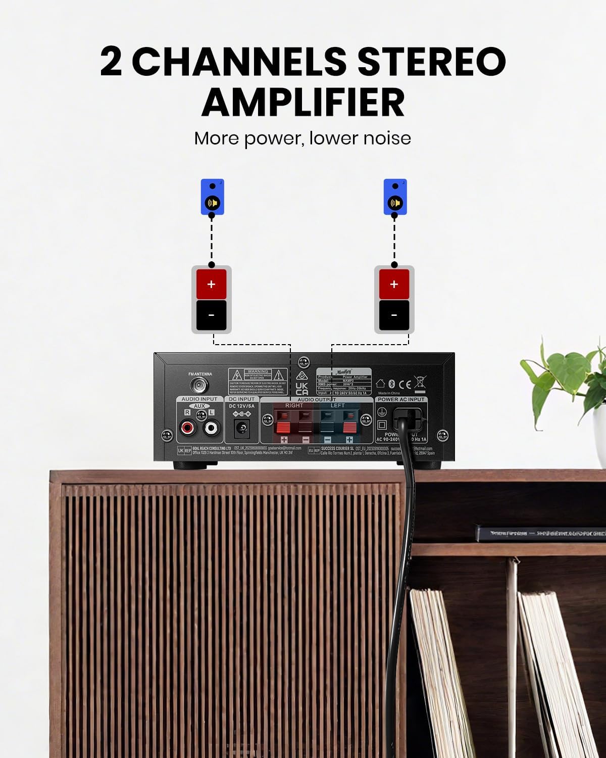 Moukey Verstärker Home Audio, 2.0-Kanal-Stereo-Receiver mit Bluetooth 5.3,MAMP3