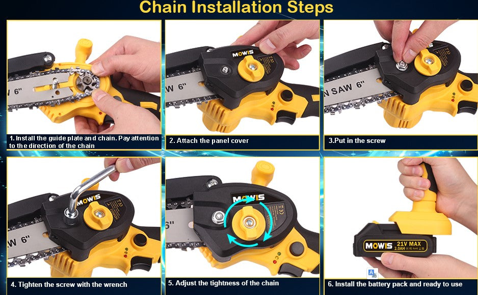 MOWIS Mini chargeurs avec batterie, câbles de 6 pouces, chargeurs manuels avec 2,0 Ah, 2 batteries pour le bricolage des outils de bricolage, des chargeurs et des sacs de transport