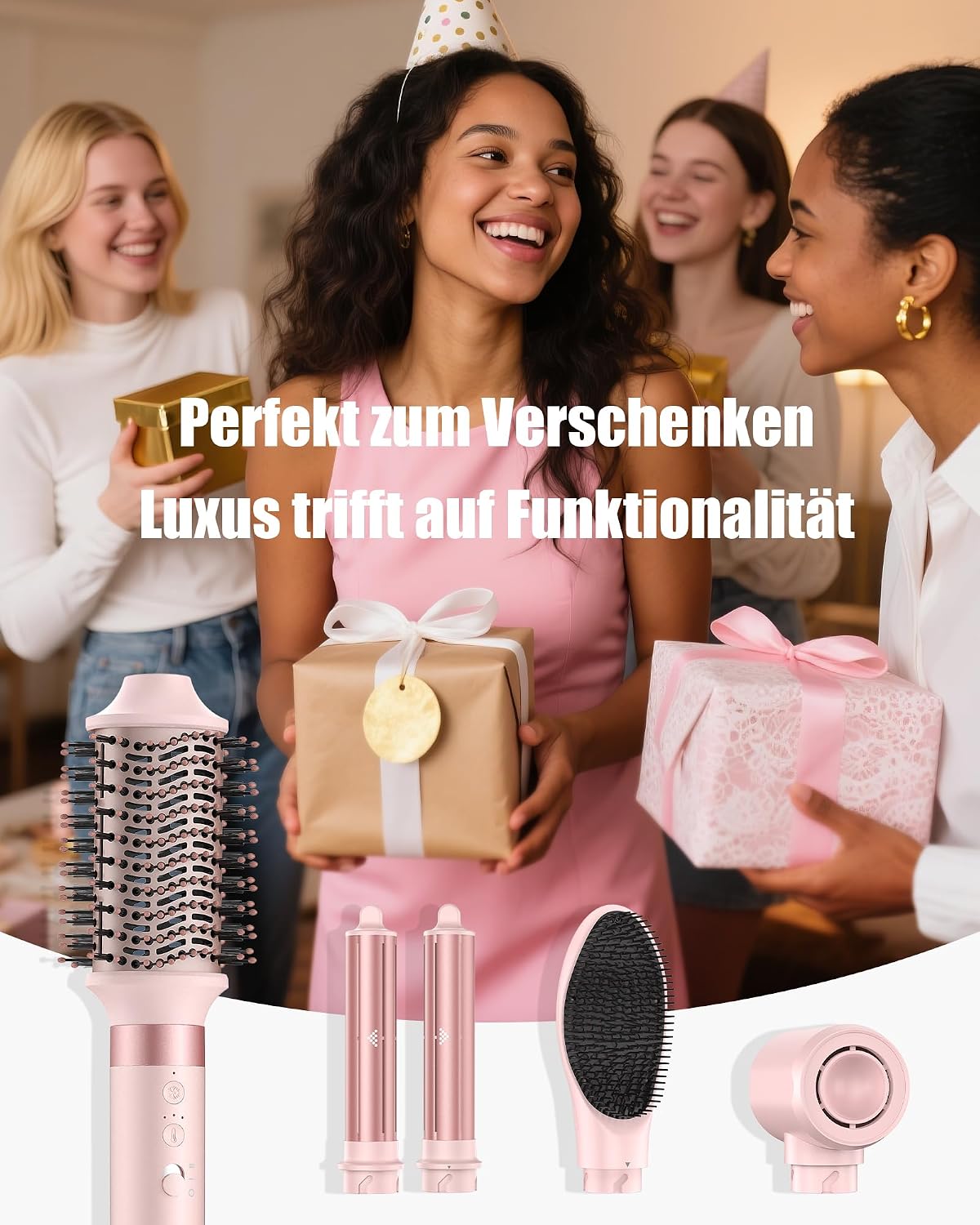 MESCOMB 5 in 1 Hairstyler und Ionen Haartrockner, mit Auto-Lockenaufsatz Reisetasche