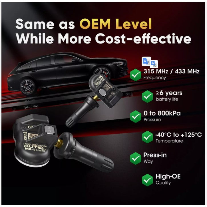 Autel MX-Sensor 315&433MHz 2in1 Reifendrucksensor TPMS Programmierbar Metallventil