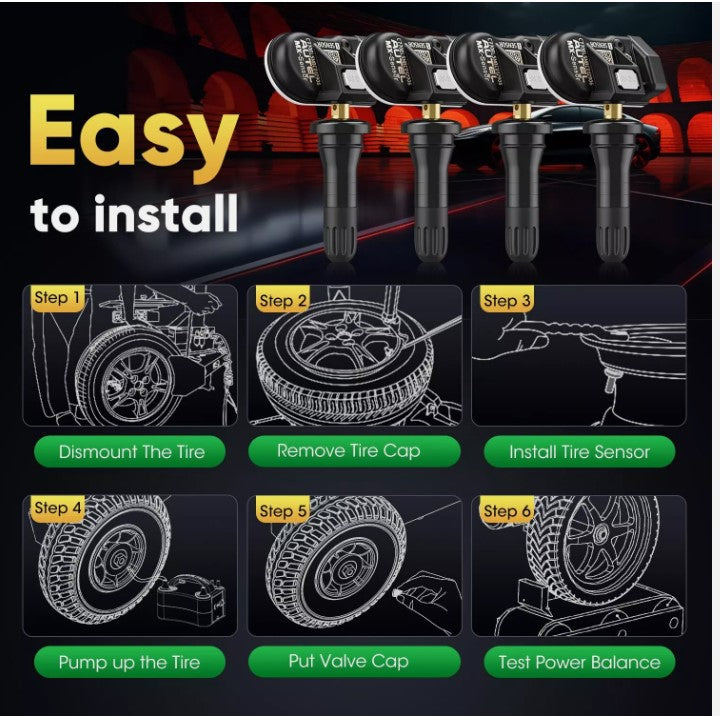 Autel MX-Sensor 315&433MHz 2in1 Reifendrucksensor TPMS Programmierbar Metallventil