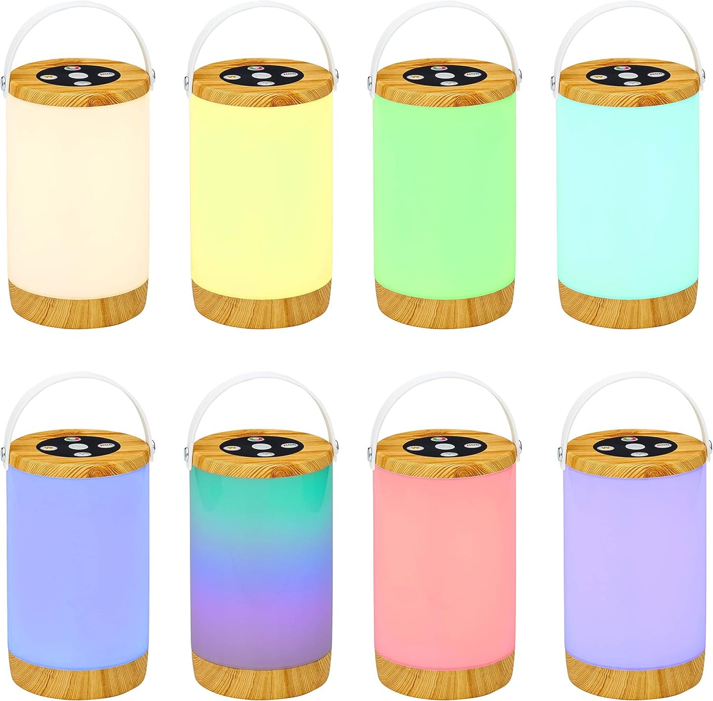 Northpoint LED Tischlampe Nachttischlampe Tischleuchte Laterne Outdoor Lampe ohne Akku mit Tragegriff Farbwechsel Warmweiß jetzt mit Kabel zu empfangen (Holz/Weiß)