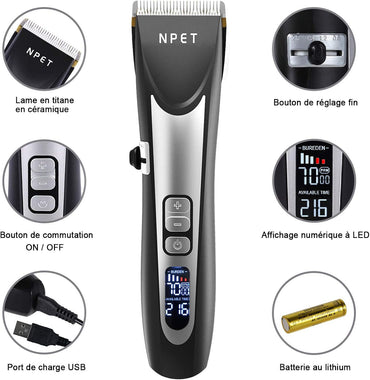 NPET Haarschneidemaschine für Herren, mit Keramikklinge, verstellbar,wiederaufladbar
