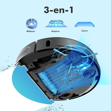 Neabot N2 Lite Saugroboter 3 en 1 Staubsauger 2700 Pa Hinterniserkennung Noir