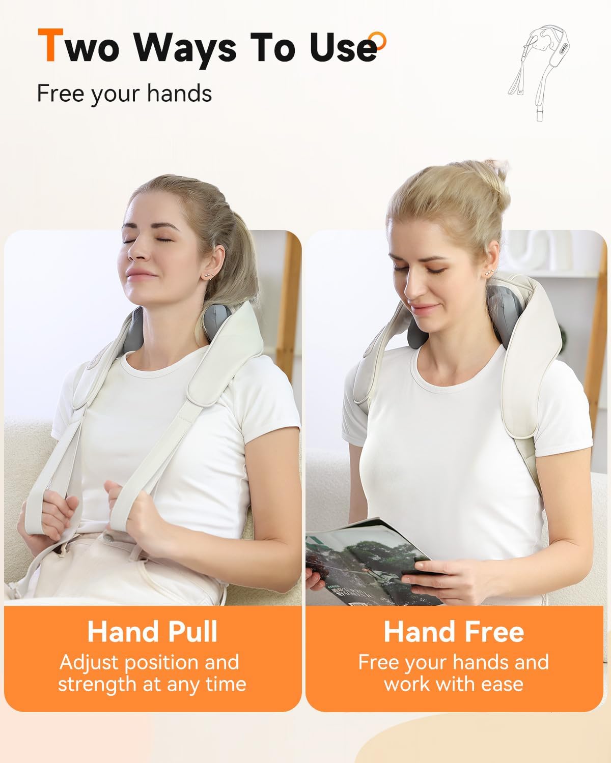 LEFITY Nackenmassagegerät mit Wärme, Nackenmassagegerät zur Schmerzlinderung, Nackenstresslinderung,