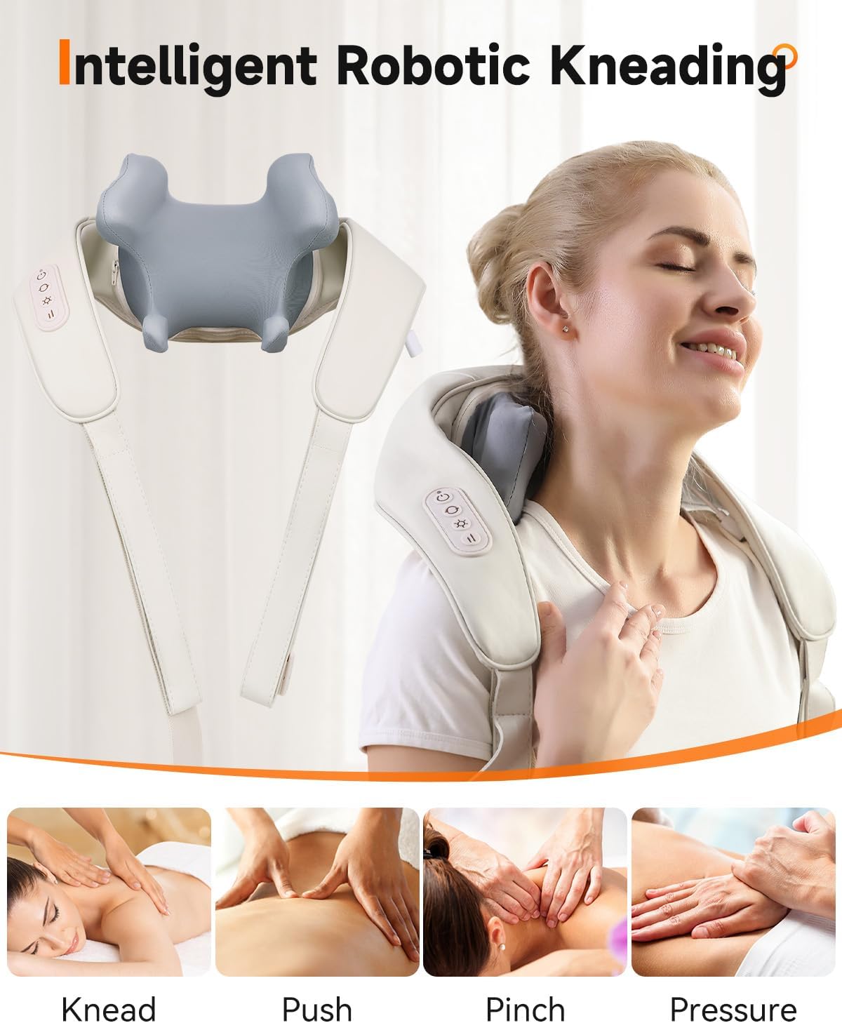 LEFITY Nackenmassagegerät mit Wärme, Nackenmassagegerät zur Schmerzlinderung, Nackenstresslinderung,